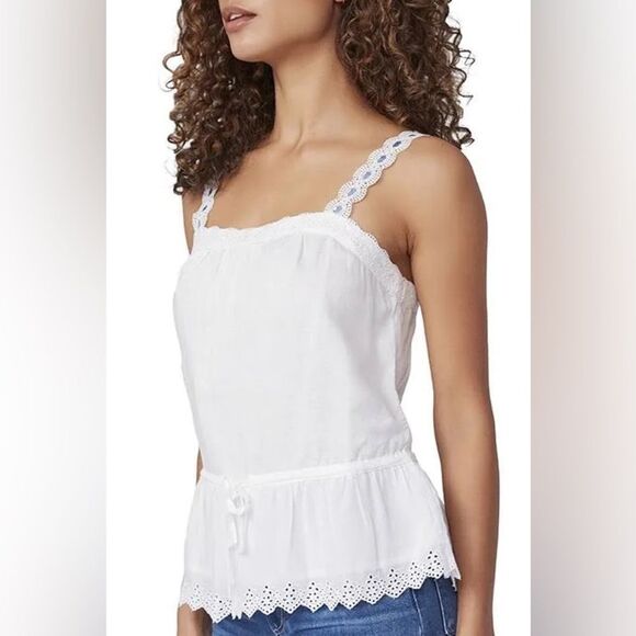 Paige NWT Zherra Eyelet Ribbon Strap Cami in White Size Large - Picture 7 of 11